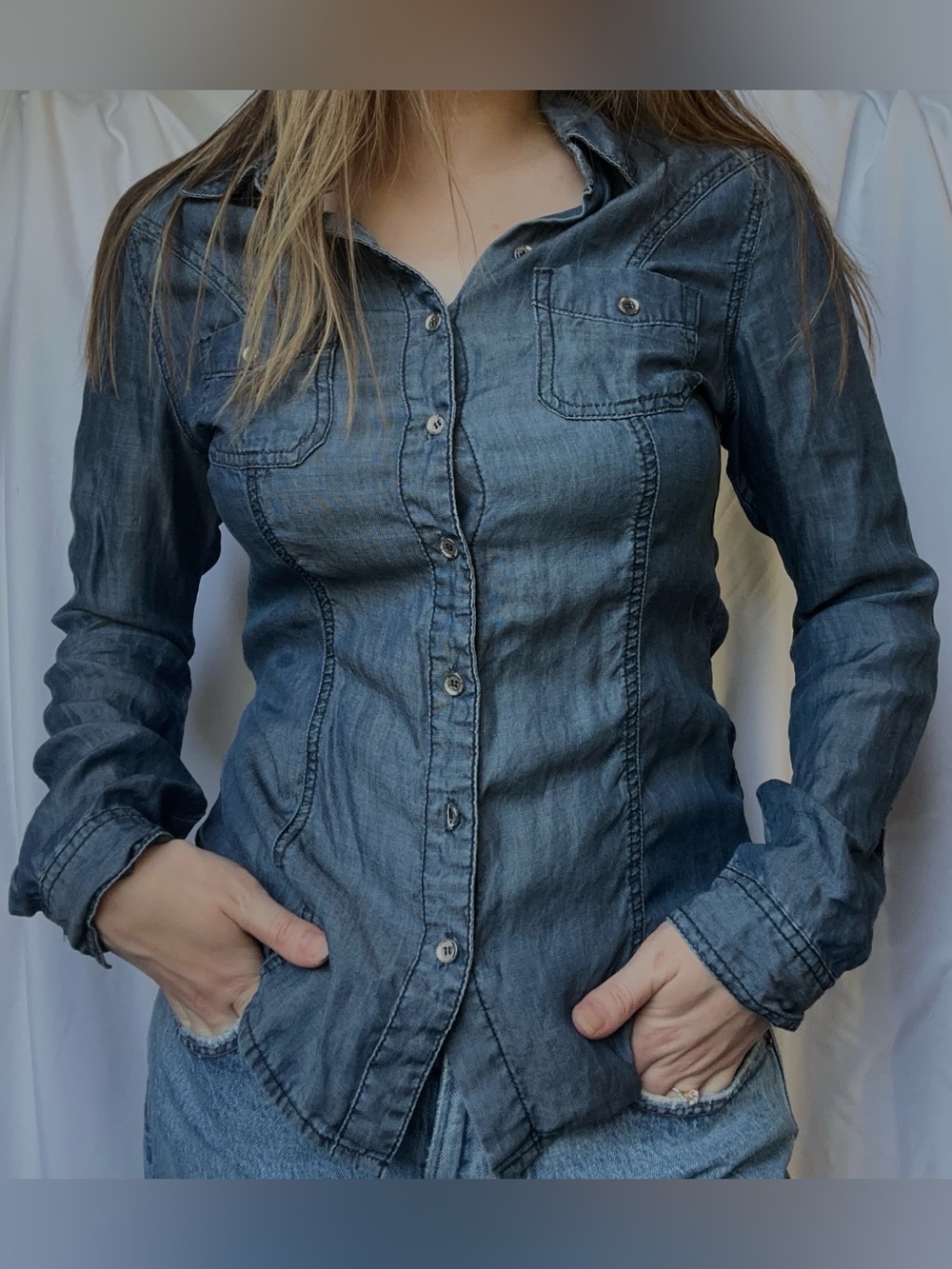 Guess Navy Button-Down Shirt